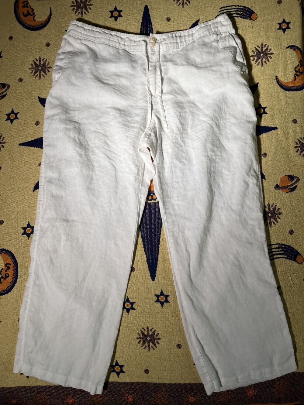 Lauren Ralph Lauren 100% Linen Wide Leg Trouser Dress Pants Tan Womens Size 18W0